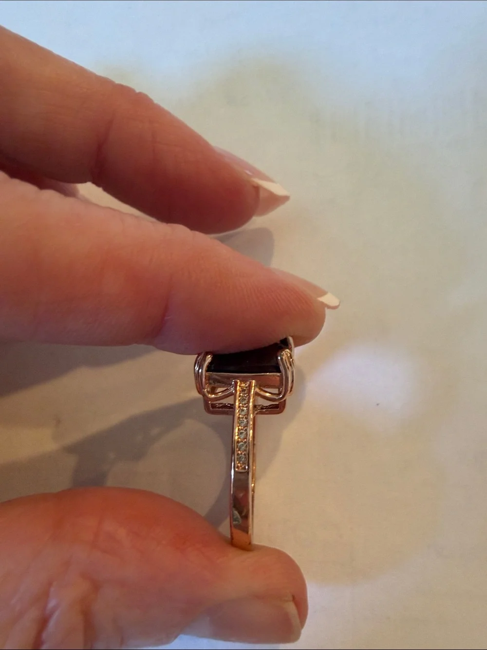 Rose Gold Ring with Black Rectangular Stone